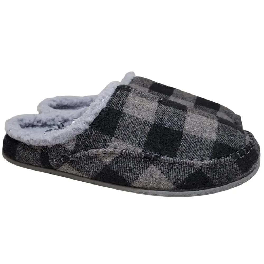 Deer Stags Men Nordic Supro Slip On Clog Slippers Size US 8W Grey Black Plaid